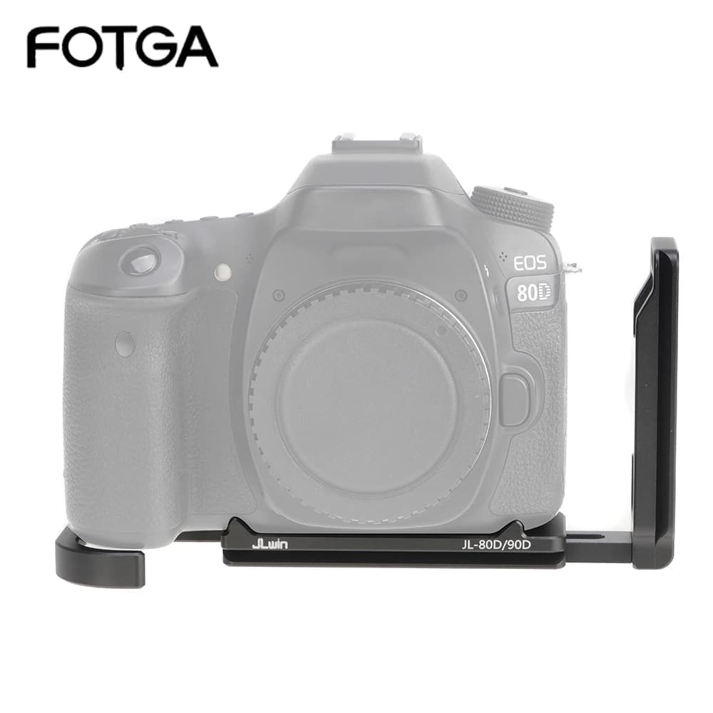 FOTGA L Shape For Canon 70D 80D 90D Camera Bracket Shoot Base Plate A Quick QR Vertical Hook 1/4 Screw Stabilizer Tripod