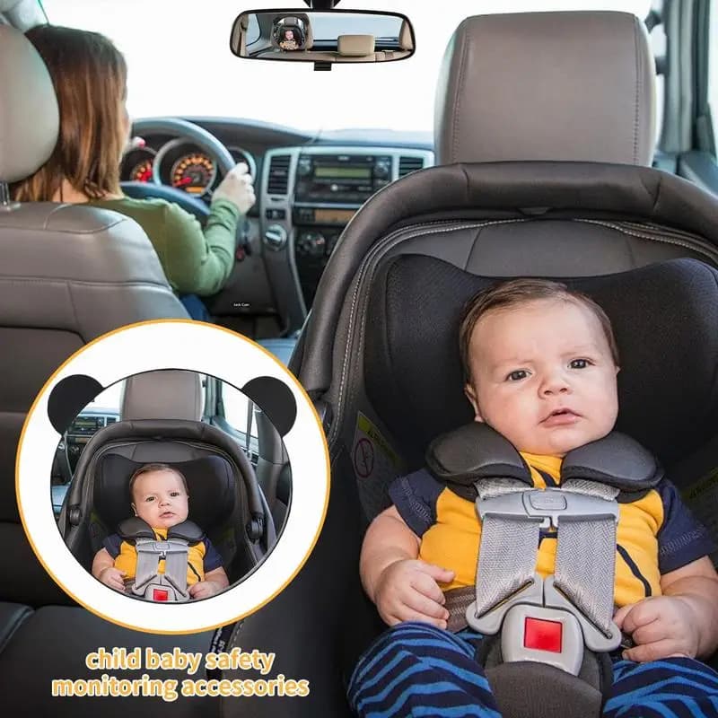 Specchio per auto per bambini Specchio per seggiolino auto per bambino posteriore con orecchie da orso Monitor retrovisore Sedile posteriore di sicurezza per bambini regolabile infrangibile