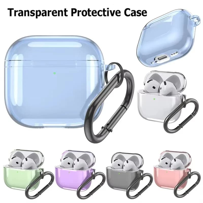 Custodia Morbida Trasparente in TPU Antiurto per Auricolari Apple AirPods 4 (4a Generazione) con Portachiavi