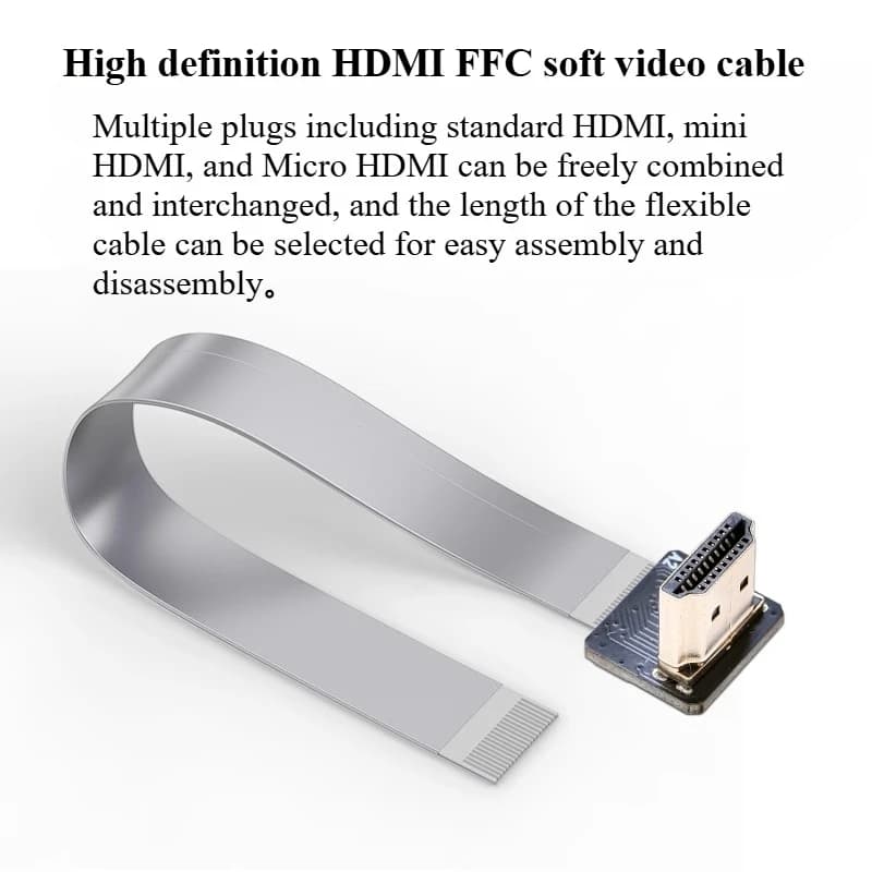 5PCS 20Pin 90 Degree FFC Flexible Flat Cable Micro to Mini Female Connector for FPV Raspberry Pi 4