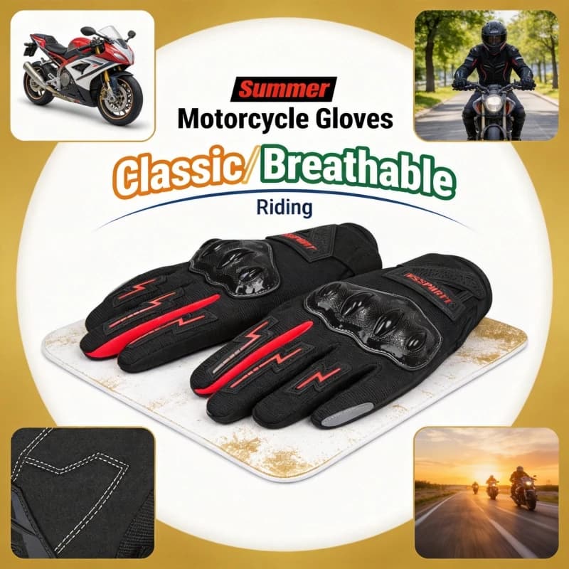 Urban Casual Motorcycle Gloves Summer, Thin Full Finger Motorbike Riding Gloves, Anti-Slip Wear-Resistant Gloves for Men Women