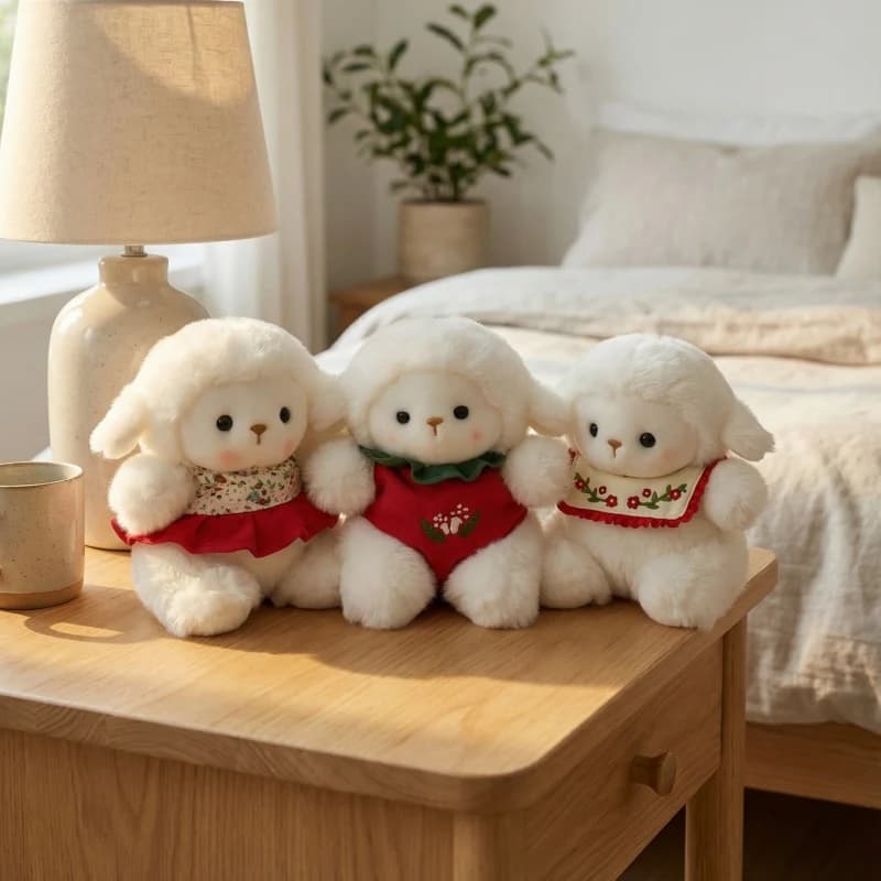 Mini Cartoon Stuffed Animal Dress Up Little Elephant Fluffly Little Sheep Plush Toys Desktop Ornam Learning Accompany Doll Gift