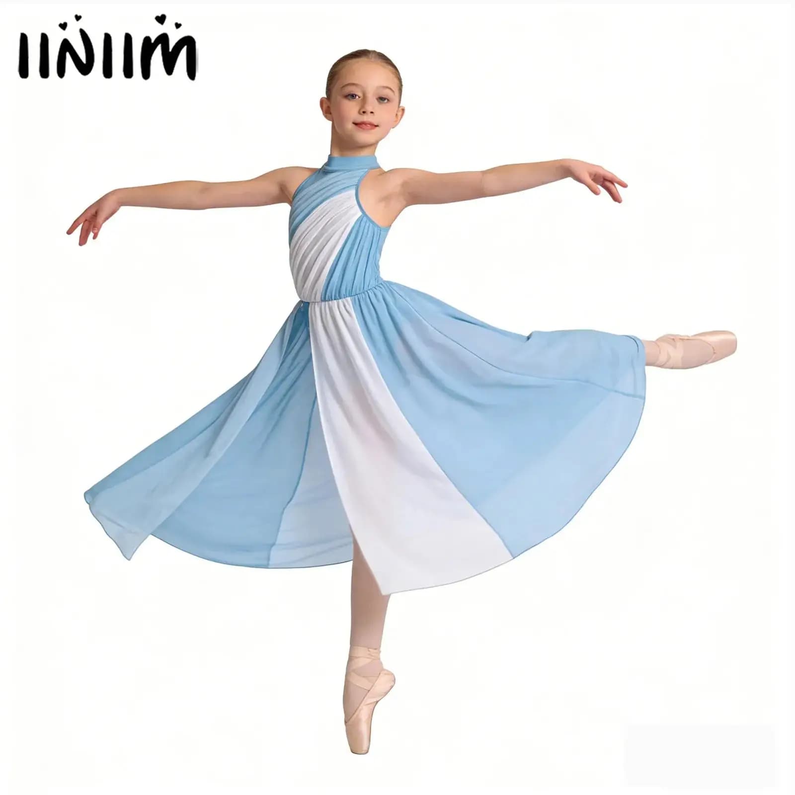 Body da ginnastica per bambine, costume da balletto e danza lirica, abito lungo con gonna per pattinaggio artistico e balletto
