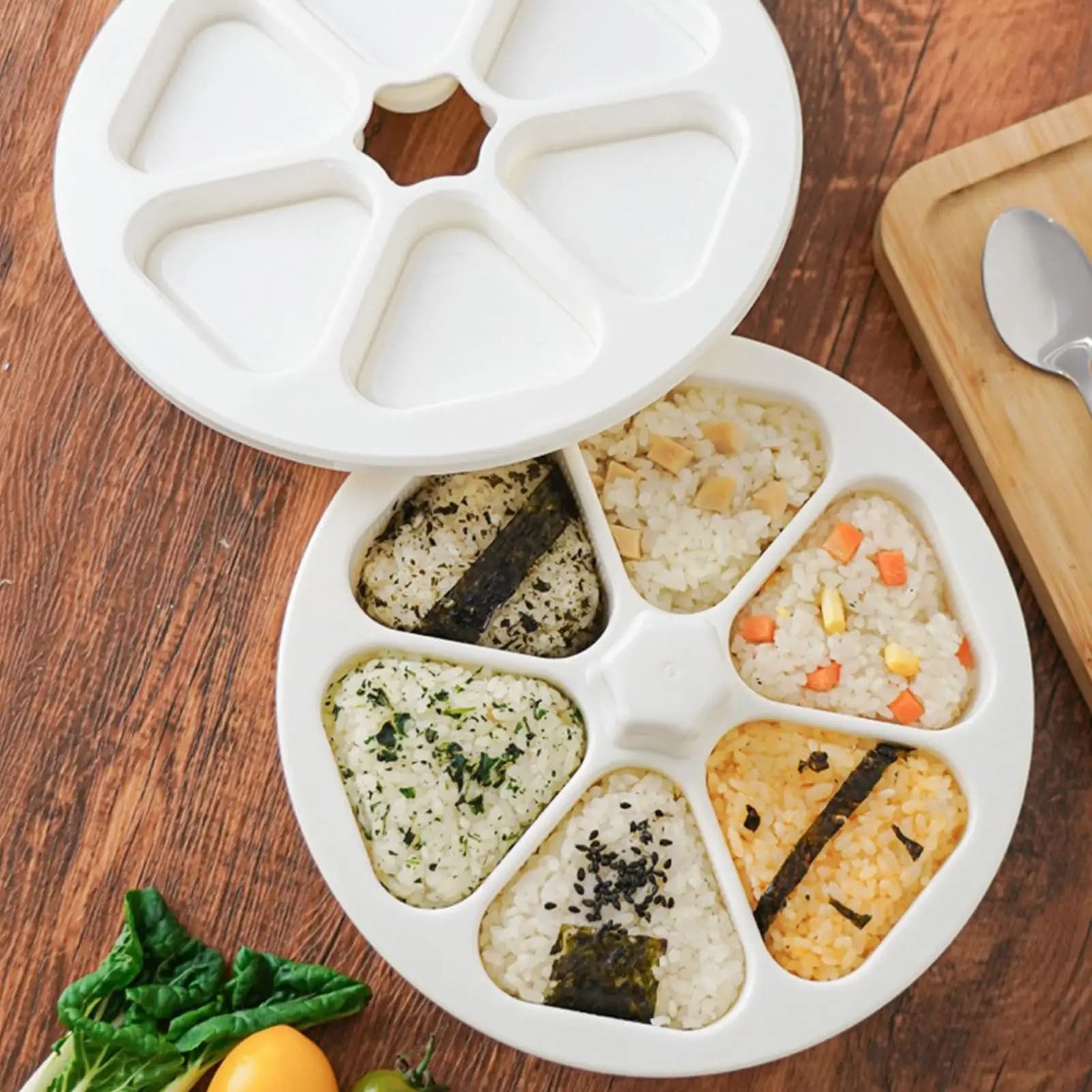 Stampo per sushi triangolare, stampo per onigiri, stampo per polpette di riso, pressa per musubi, per preparare e conservare sushi per il pranzo o il bento.