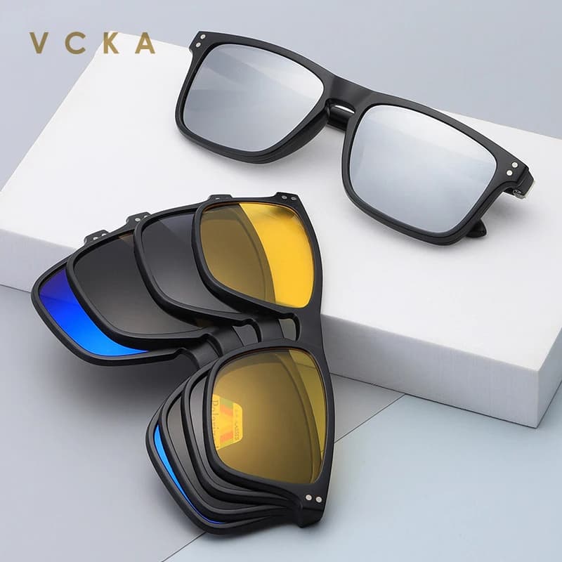 VCKA 2022 New Reading Glasses Frame Set Mirror occhiali da sole polarizzati magnetici a cinque pezzi TR Spring Leg Trend uomo donna + 1.0 ~ + 4.0