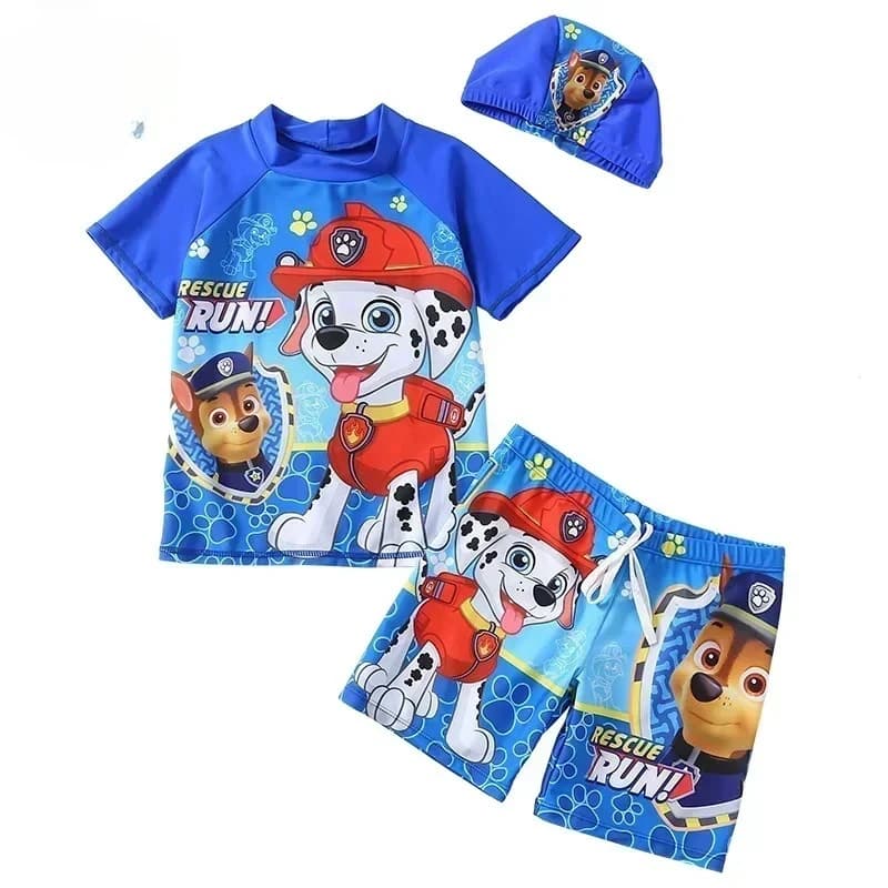 Paw Patrol Swimwear Set with Shorts and Hats, Chase Swimwear for Children, Summer Shorts, Birthday Gifts