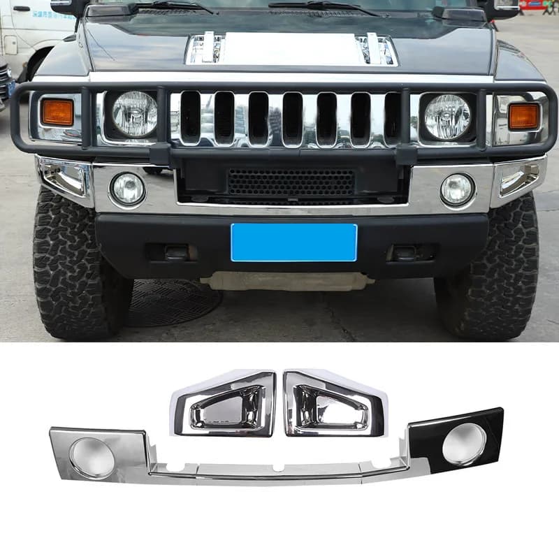 Per Hummer H2 2003-2009 ABS Argento Auto Paraurti Anteriore inferiore trim strip Fendinebbia Anteriori Trim Copertura Accessori Auto