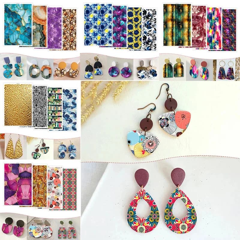 Sunflower Splash Ink Marble Transfer Paper, Water Soluble Stickers for Polymer Clay DIY Earring Jewelry Decal