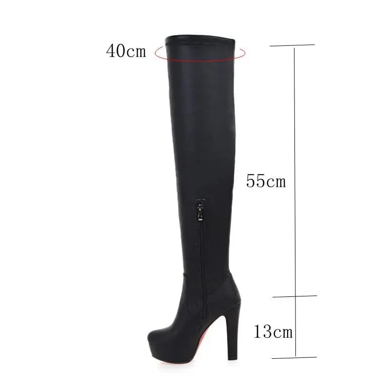ORCHA LISA Shoes Women New Sexy Women Over Knee Boots 13cm Ultra High Heel Platform Black White Plus Size 34 48 Party Club Style