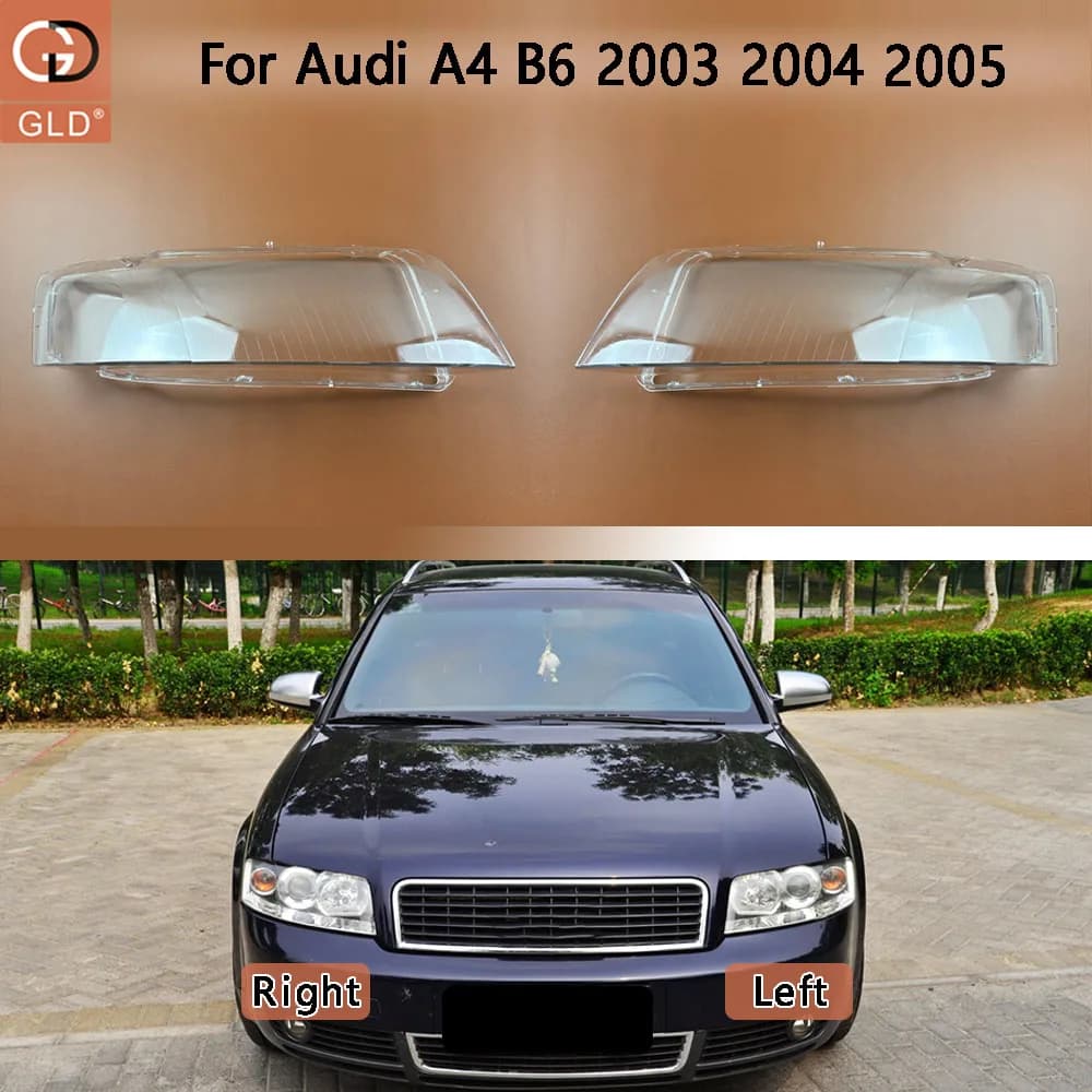 For Audi A4 B6 2003 2004 2005 Headlamp Transparent Cover Lamp Shade Headlight Shell Lens Plexiglass Replace Original Lampshade