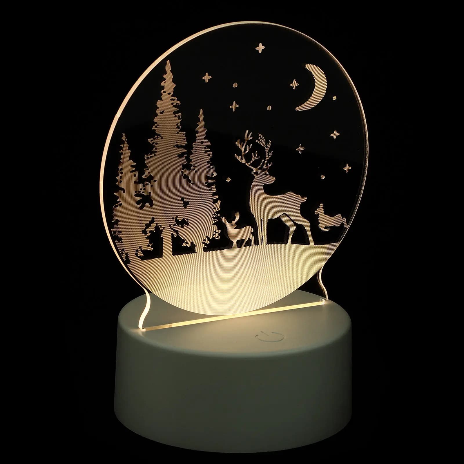 1 Pezzo Lampada Notturna LED 3D, Luce Calda Romantica, Lampada da Tavolo in Acrilico per Decorazioni Natalizie e Festive, Atmosfera Natalizia con Alce