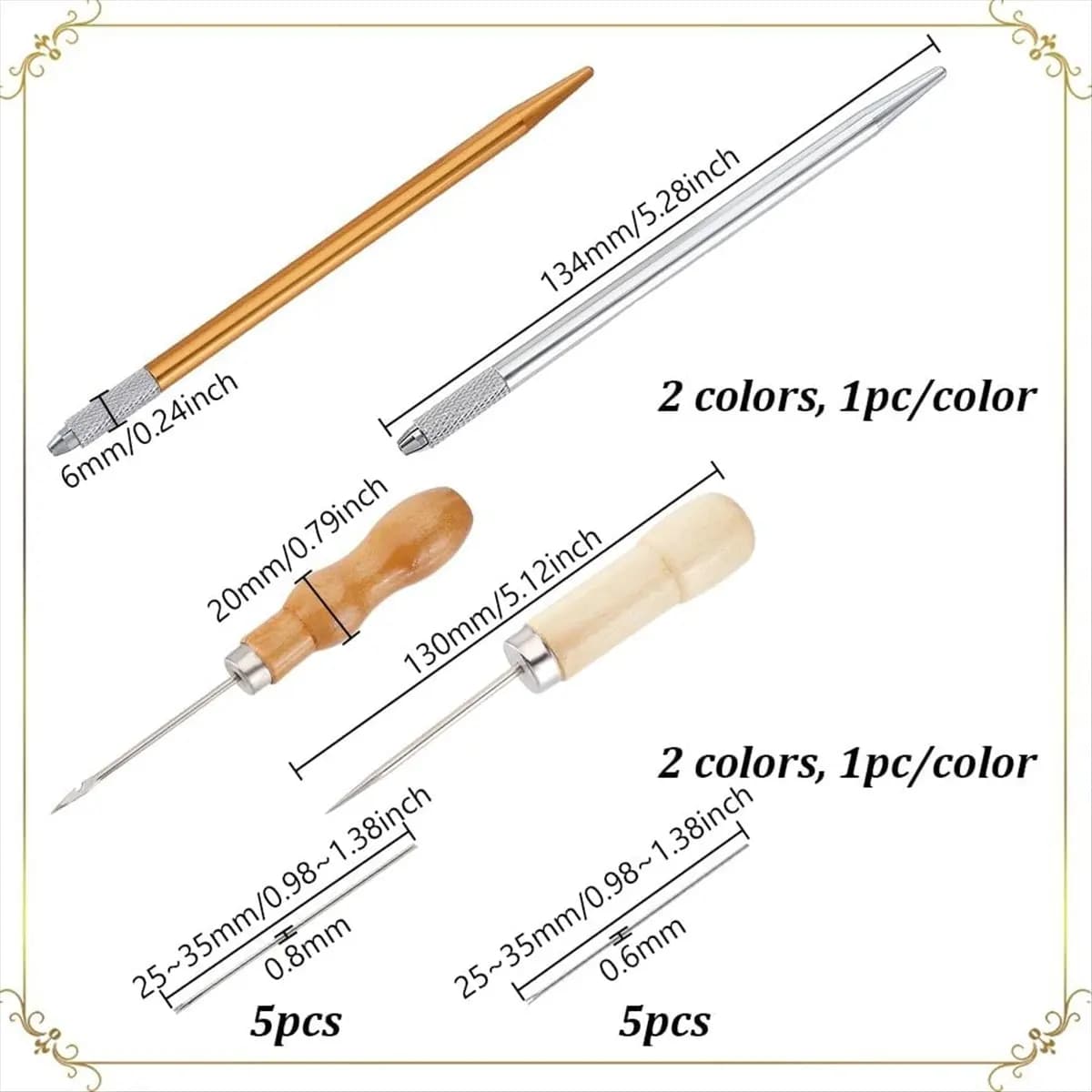 Strumento per radicare i capelli in acciaio inossidabile 304 a 2 colori con punteruolo - Strumento per cucire e aghi di ventilazione, kit per realizzare capelli per bambole