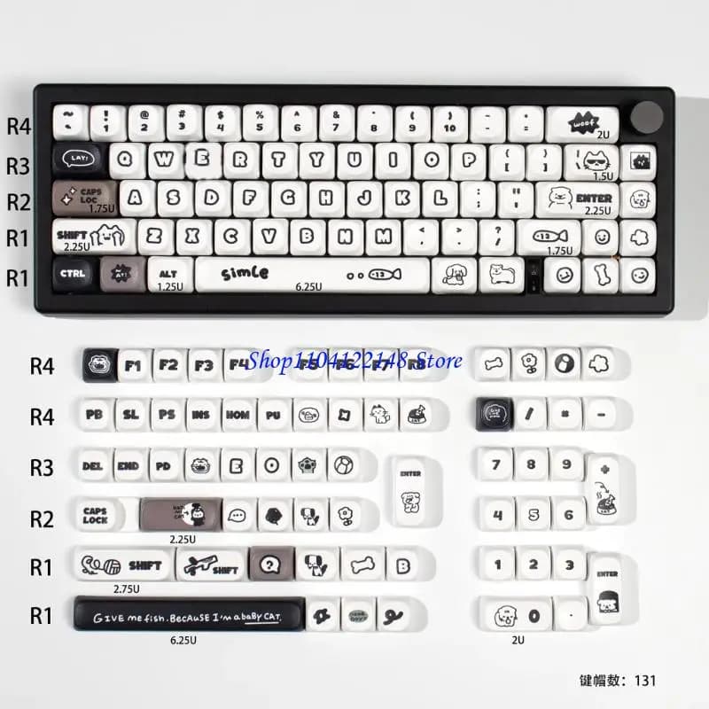 P9FA Copritasti a tema animale adorabile Profilo MOA Sublimazione dei coloranti PBT 140 tasti per layout ANSI 61 68 84 100