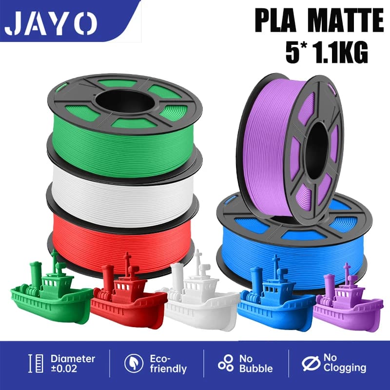 3D Printer JAYO PLA Opachi 1.75mm, 5 Rolls/5.5kg, Mixed Colors, 100% Bubble-Free, 3D Printer Material FDM