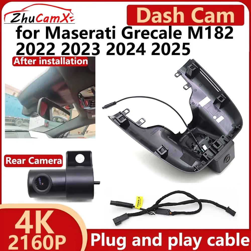 ZhuCamX for Maserati Grecale M182 2022 2023 2024 2025 4K UHD 2160P DVR for cars Dash Cam Camera for night vision Plug and play recorder