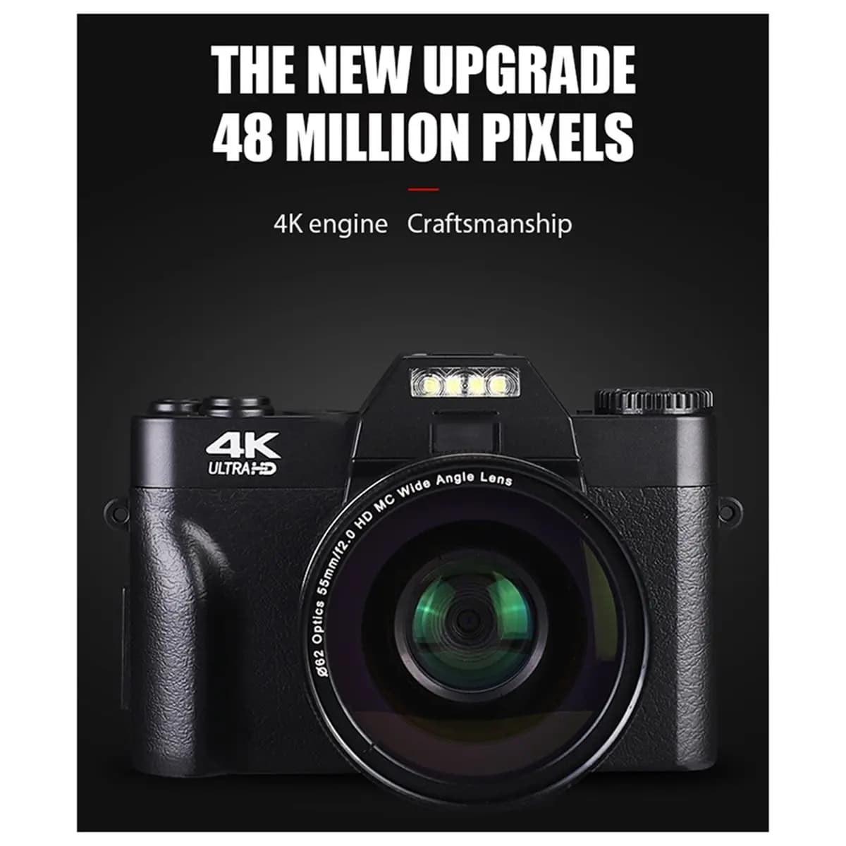 N05R 4K HD Professional Digital Camera with WIFI, 48MP, 16X Zoom, 3-Inch Flip Screen, Camcorder & Webcam Features