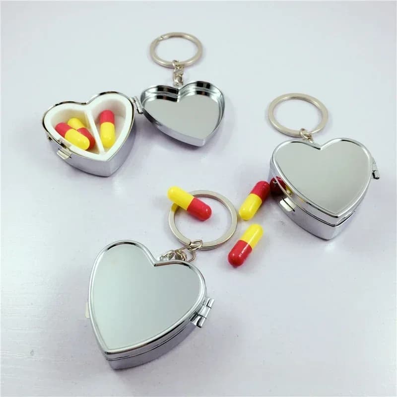 2 griglie in metallo a forma di cuore portapillole custodia per medicinali da viaggio portapillole porta tablet contenitore di stoccaggio custodia portapillole divisori