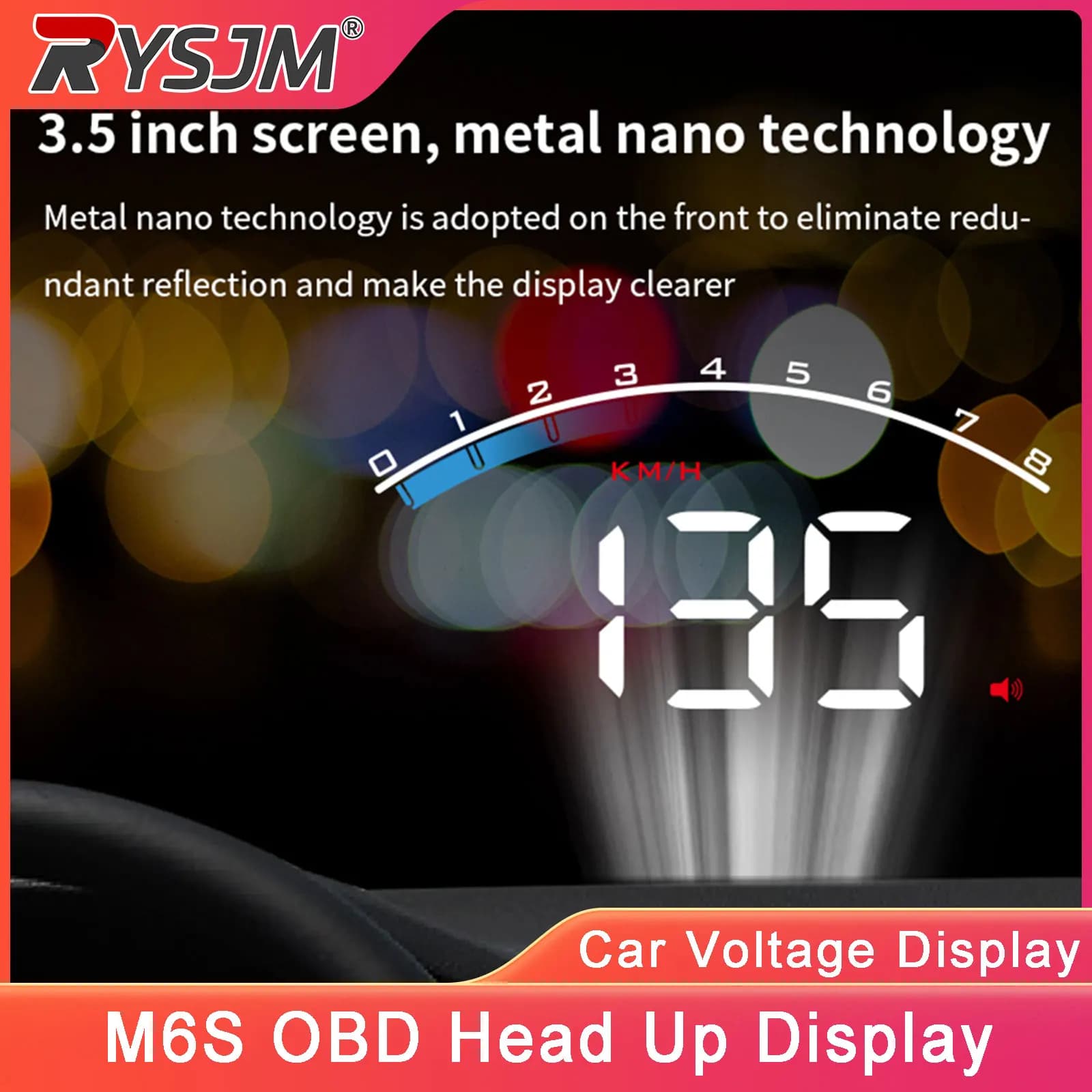 M6S Car OBD Head Up Display Windshield Projector Car Speedometer LCD Speed Voltage Tacho Water Temp Display Car Accessories