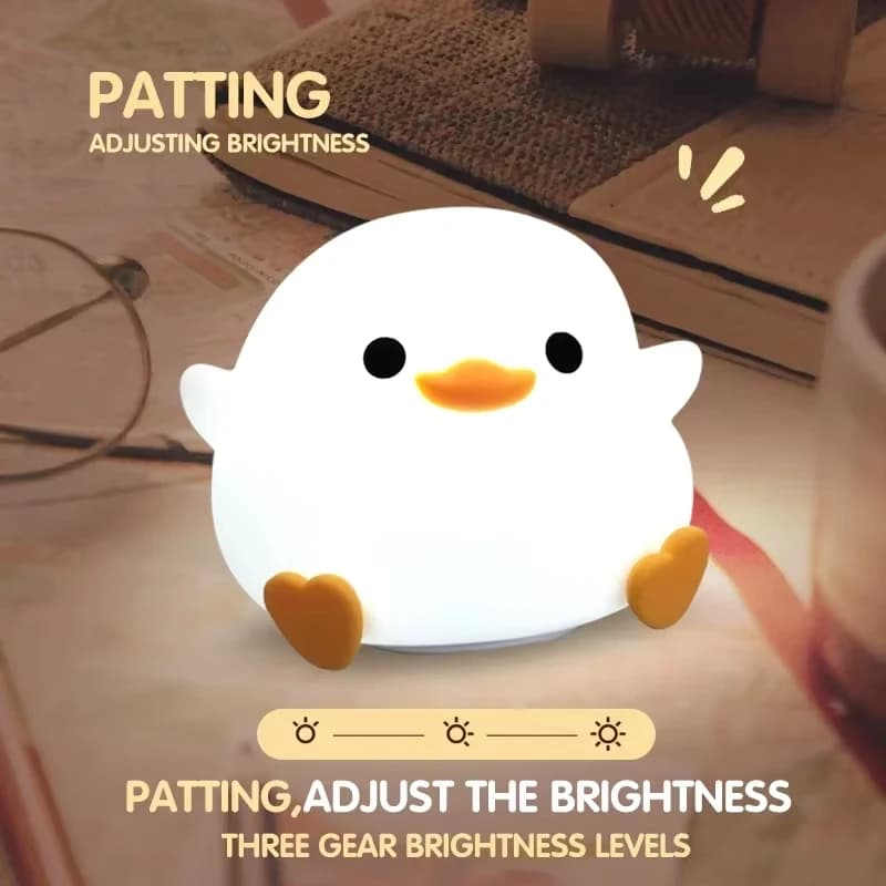 DoDo Duck Lampada da comodino a LED in silicone Luce notturna Anatra carina Dimmerabile Luce notturna per asilo nido Ricaricabile Decorazione per camerette per bambini