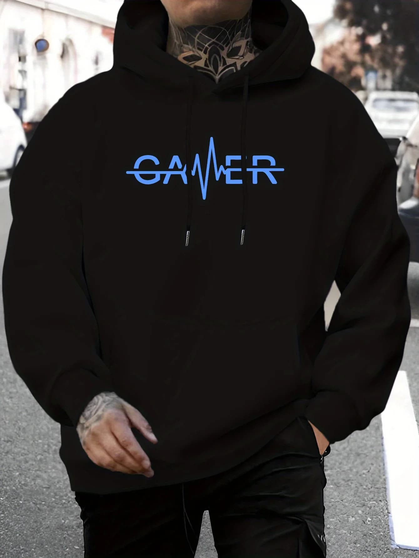 Felpa con cappuccio da uomo Gamer verde neon, 100% poliestere, autunno/inverno, casual