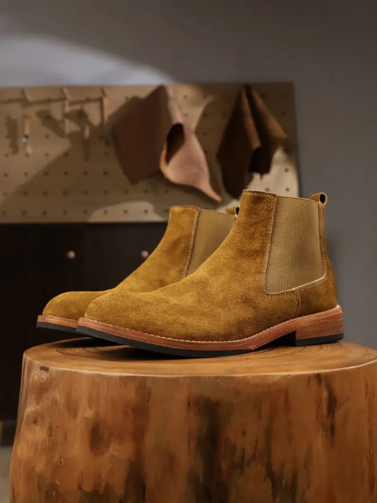 Stivaletti Chelsea da uomo fatti a mano in vera pelle, scarpe da lavoro da escursionismo all'aperto vintage, stivaletti premium stile britannico