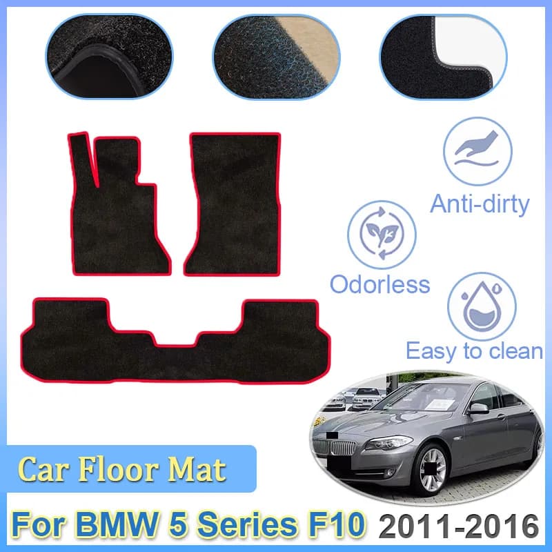 Tappetini auto per BMW Serie 5 F10 2011 ~ 2016 2014 Tappeti Pannello Footpads Anti-Slip Tappeto Copertura Mantello Rilievi Del Piede Adesivo Accessori