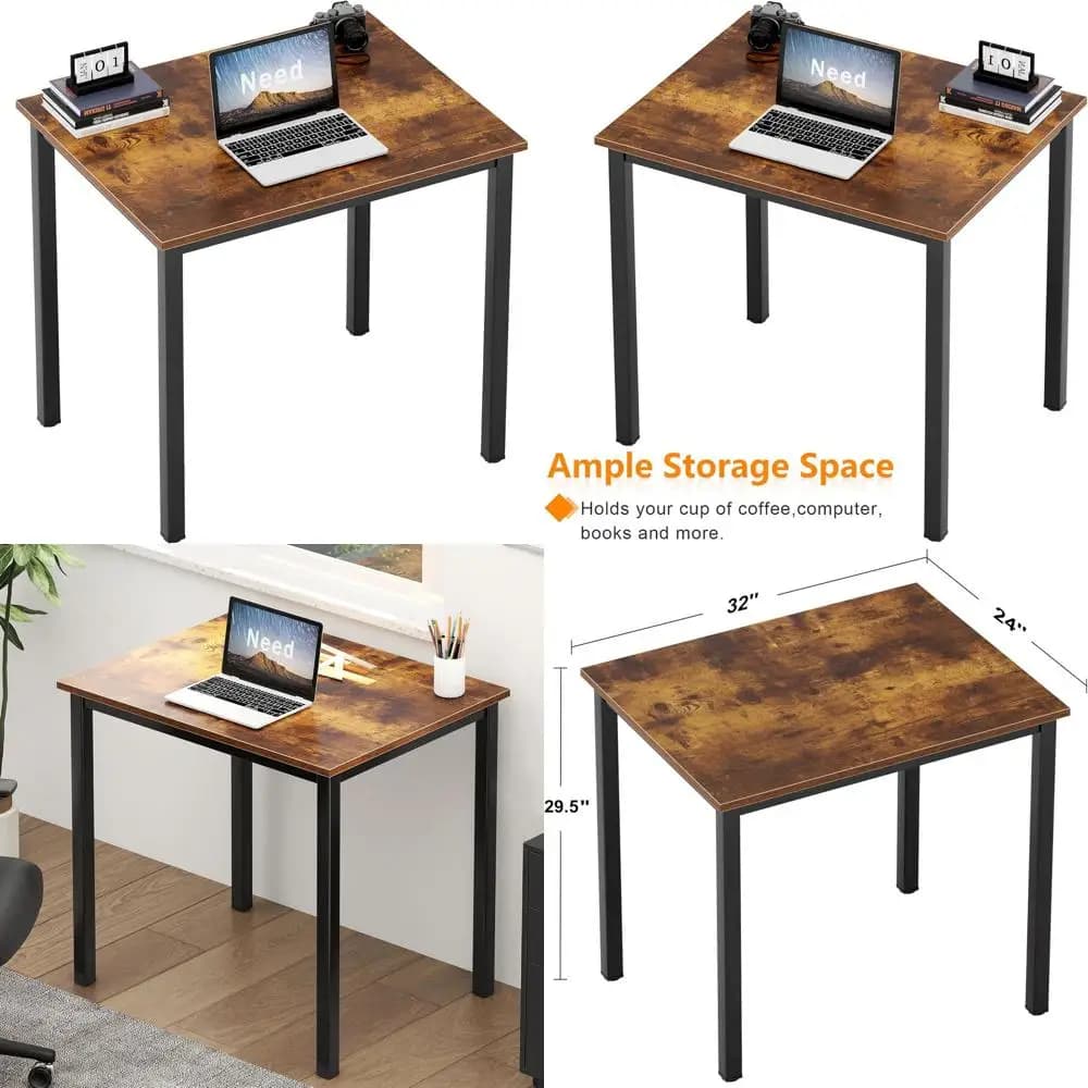 Scrivania compatta da 31,5 pollici per ufficio domestico, gaming e utilizzo con laptop - Marrone rustico e nero