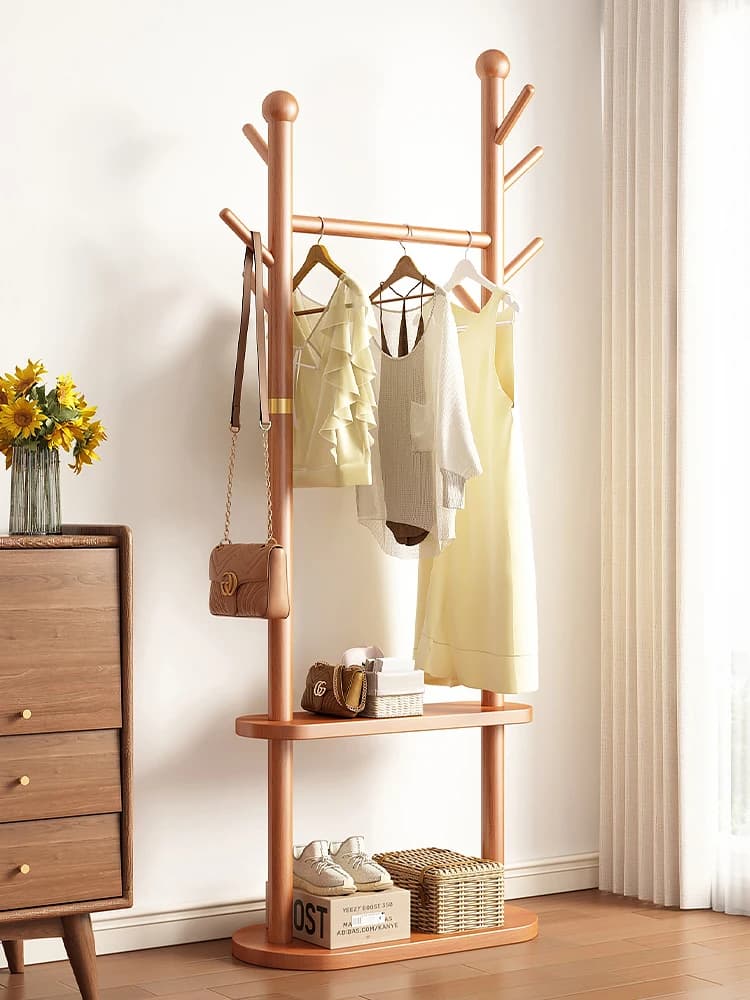 Wooden hanger Floor mounting Bedroom Interior use Vertical hanger Clothes rack Ra room positioning