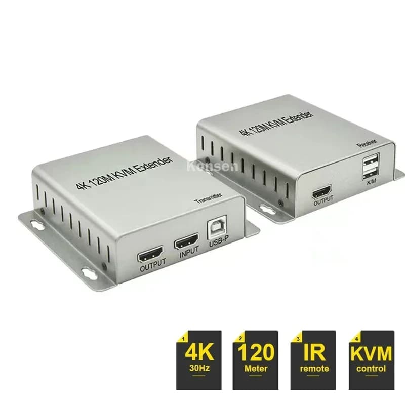 4K 120M HDMI USB KVM Extender tramite cavo Cat5e/6 Rj45 1080P 60M HDMI a RJ45 con USB Extendor trasmettitore supporto tastiera Mouse