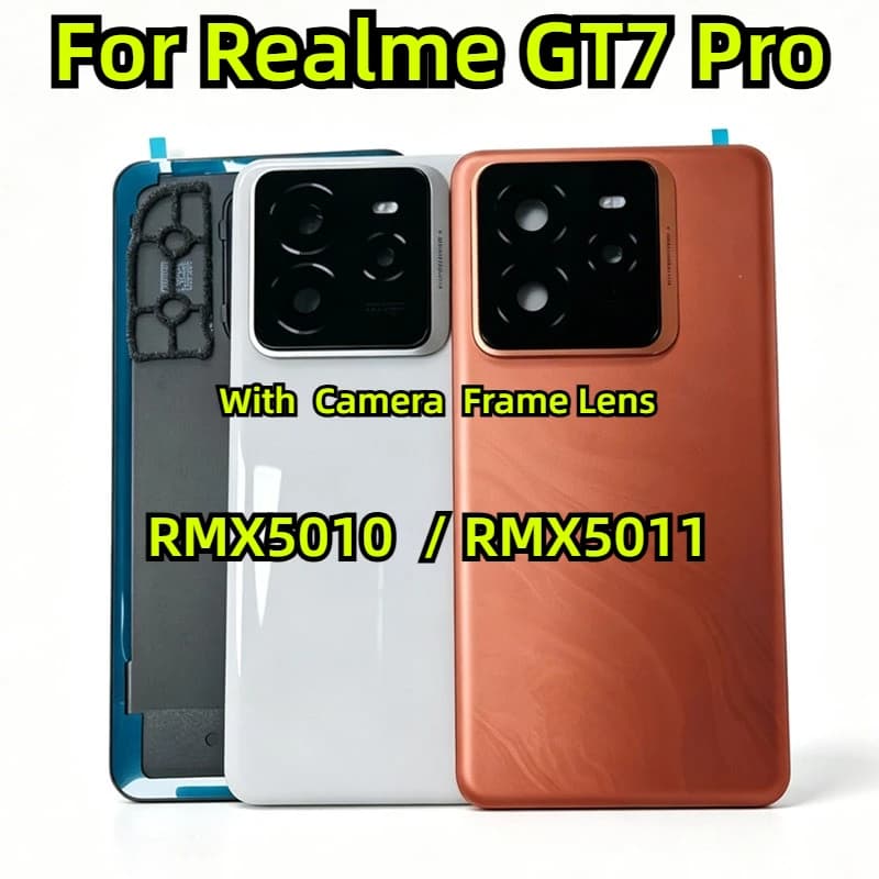 5A Quality RMX5011 Battery Back Cover For Realme GT7 Pro RMX5010 Rear Panel Door Housing Case Phone Lid + Camera Frame Lens