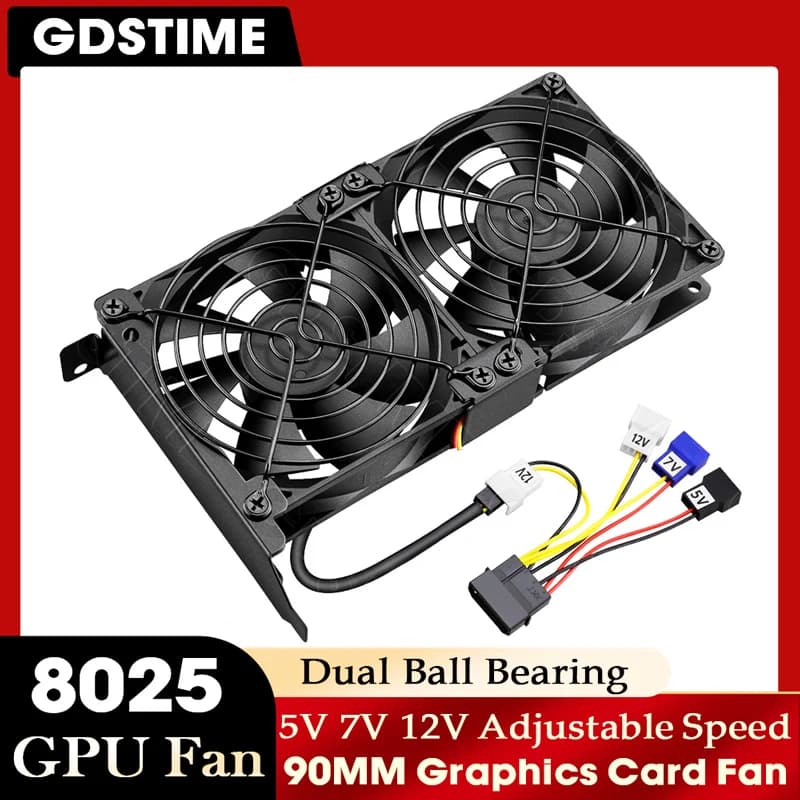 Ventola di Raffreddamento Gdstime per Scheda Grafica 80MM, Ventola GPU 8CM 8025 Universale per Case Computer, CPU e Raffreddamento VGA