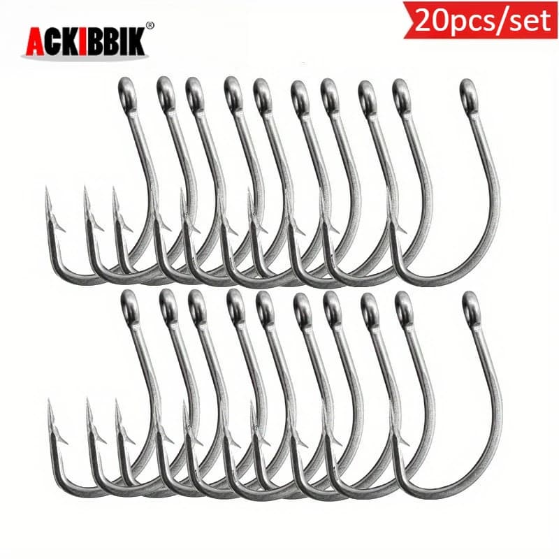Ackibbik 20 pcs Stainless Steel Fishing Ames Pushed I love Water Fishing Salt I love Fishing Jig Verme Hooks Fish Recreation Accessories