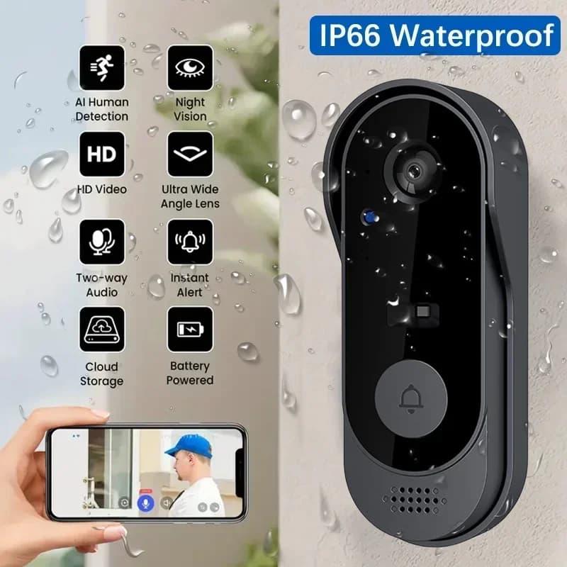 Videocamera per campanello impermeabile wireless HD, visione notturna e cambio vocale Sistema di sicurezza domestica intelligente Monitor Smart Life