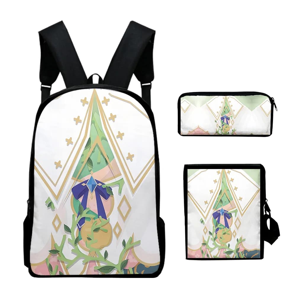Hip Hop Hololive VTuber Ceres Fauna 3D 3 pz/set borse da scuola per alunni zaino per laptop zaino borsa a tracolla inclinata astuccio