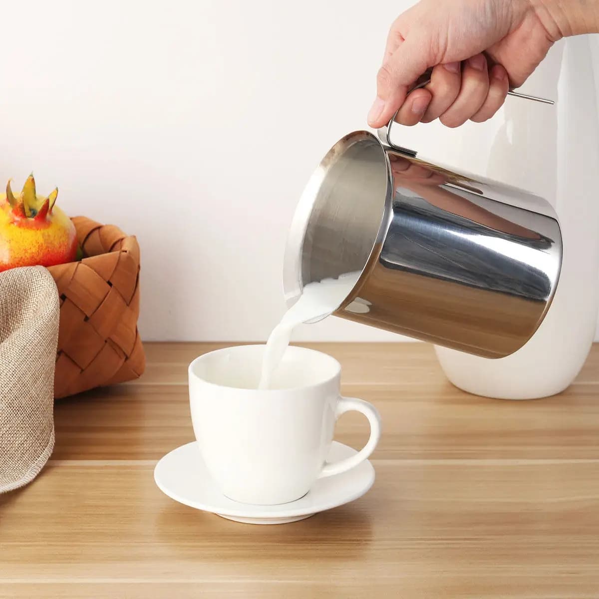 Stainless Steel Milk Frother 800Cc Double Mesh Manual Coffee Frother For Cappuccino Latte Handheld Milk Maker Kitchen