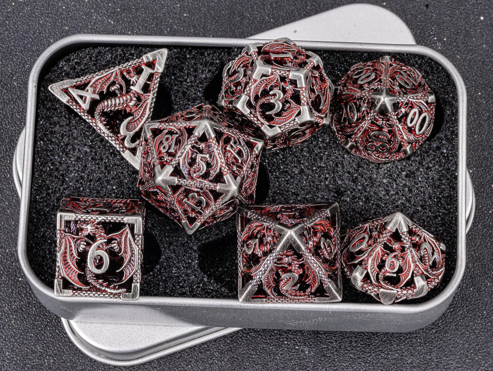 Set di Dadi in Metallo per D&D, Dadi Poliedrici per Dungeons and Dragons, Set di Dadi da Gioco di Ruolo, Dadi Poliedrici Cavi D20