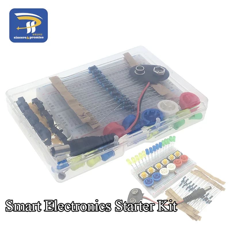 Kit fai da te per avviamento elettronico intelligente per Arduino Uno r3 Mini 400 punti breadboard LED pulsante cavo ponticello con custodia