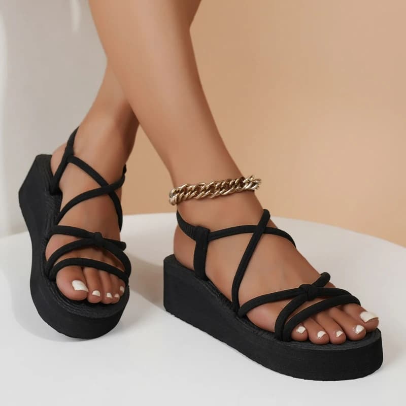 2025 Sandali da donna Zeppe Scarpe Estate Nuovi Sandali morbidi in EVA Sandali con cinturino posteriore elastico Piattaforma Scarpe da spiaggia leggere da donna
