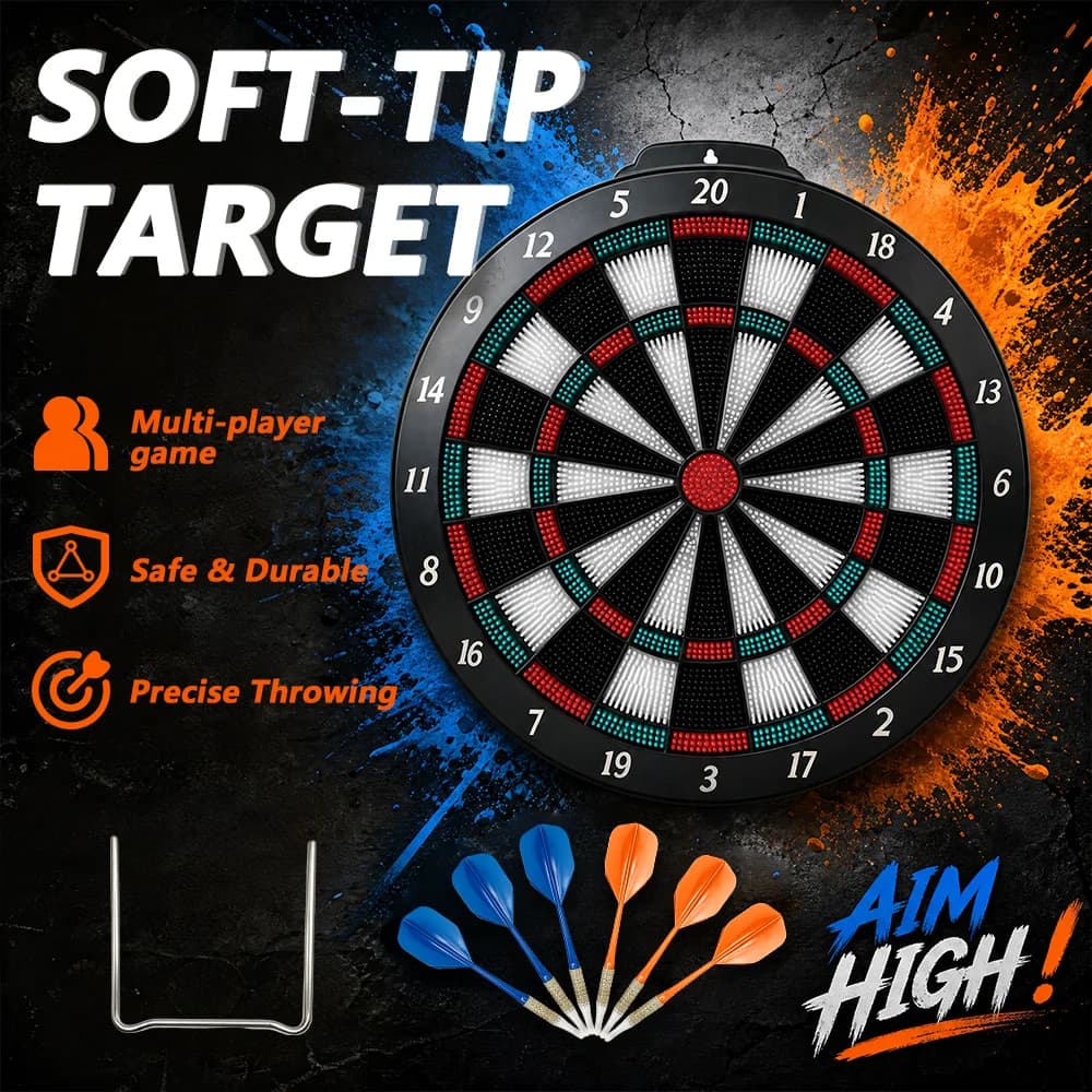Safe Soft-Tip Dartboard Set Indoor Multiplayer Throwing Game Target Toy Home Bar Party Entertainment Game Gift