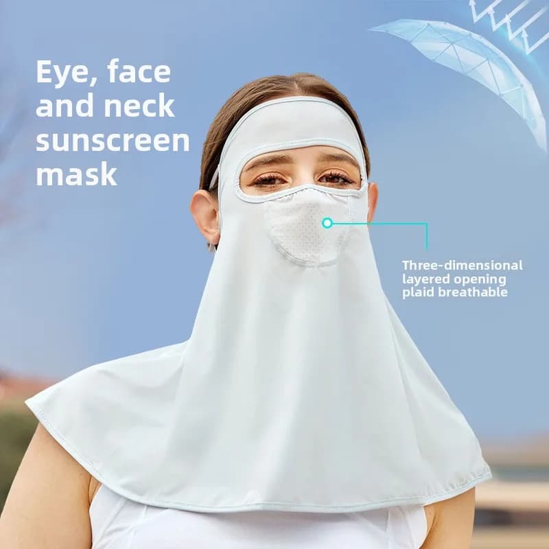 Ice silk sunscreen face mask, neck protection, UV protection, sun protection, eye exposure, breathable sun protection