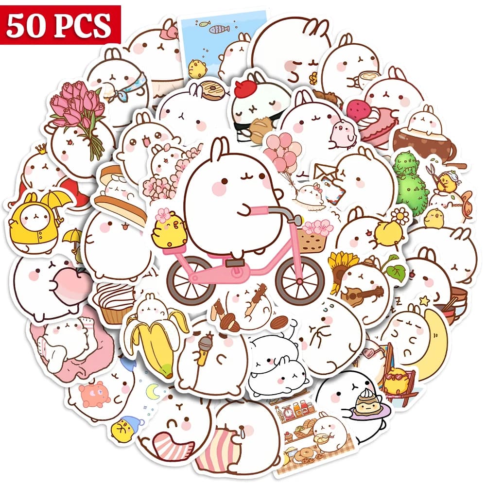 Cartoon Cute Fat Rabbit Stickers Pretty Kawaii giocattoli fai da te Skateboard Laptop Cup Bike moto telefono bagagli bambini PVC impermeabile