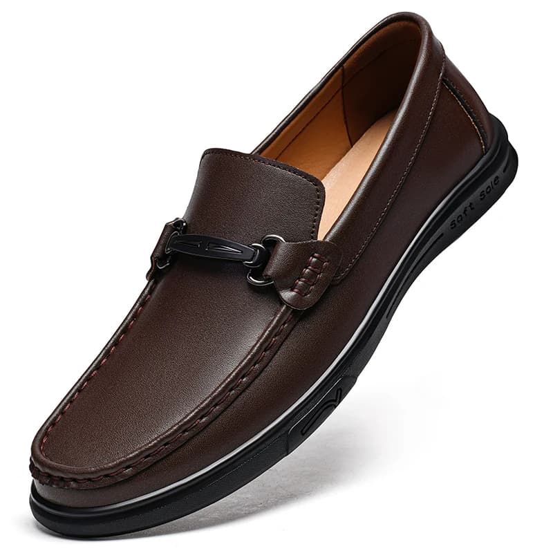 Mocassini slip-on in pelle da uomo con fibbia in metallo Scarpe eleganti casual Scarpe basse da guida Marrone e nero Taglie grandi 48 49 50