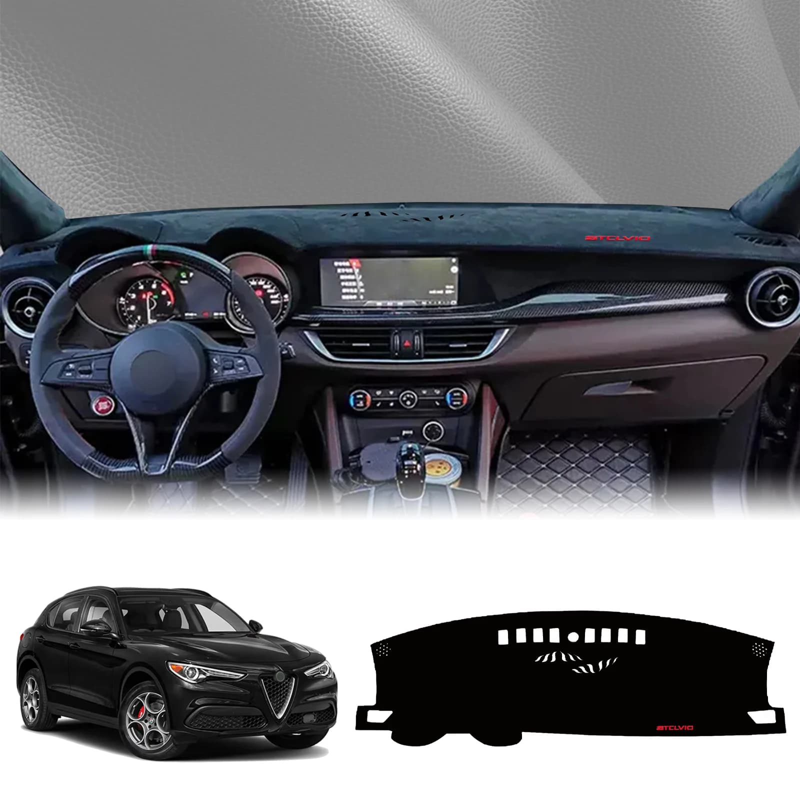 Misura per Alfa Romeo Stelvio 2017 2018 2019-2024 Auto Dash Zerbino Cruscotto Copertura Pad DashMat Parasole Tappeto Protettivo Accessori