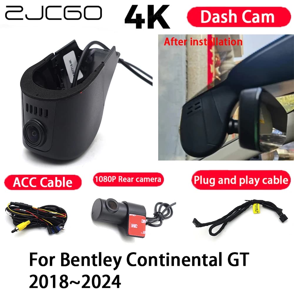 4K Plug and Play Car Camera, Video Recorder with Night Vision for Bentley Continental GT 2018-2024