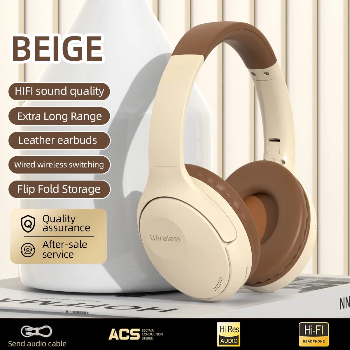 Cuffie stereo wireless pieghevoli True Hifi Game Over-ear Bluetooth 5.4 Auricolare TWS TF Card Cuffie cablate con microfono