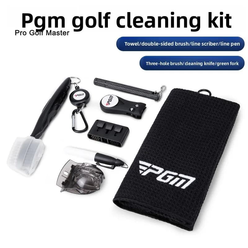 PGM Golf Club Cleaning Kit Microfiber Towel Groove Brush Divot Repair Tool Ball Line Marker Pen Accessories Set SZ009