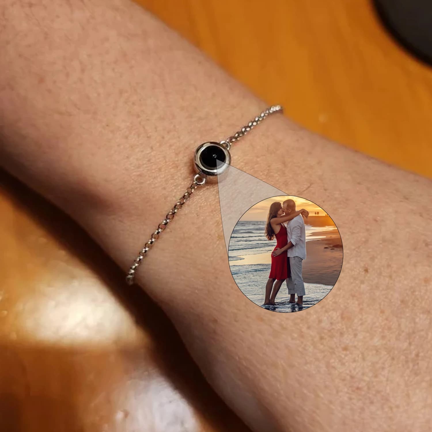 Braccialetto con Proiezione Foto Personalizzata, Gioiello Minimalista Commemorativo per Animali Domestici, Regalo Trendy per Migliori Amici