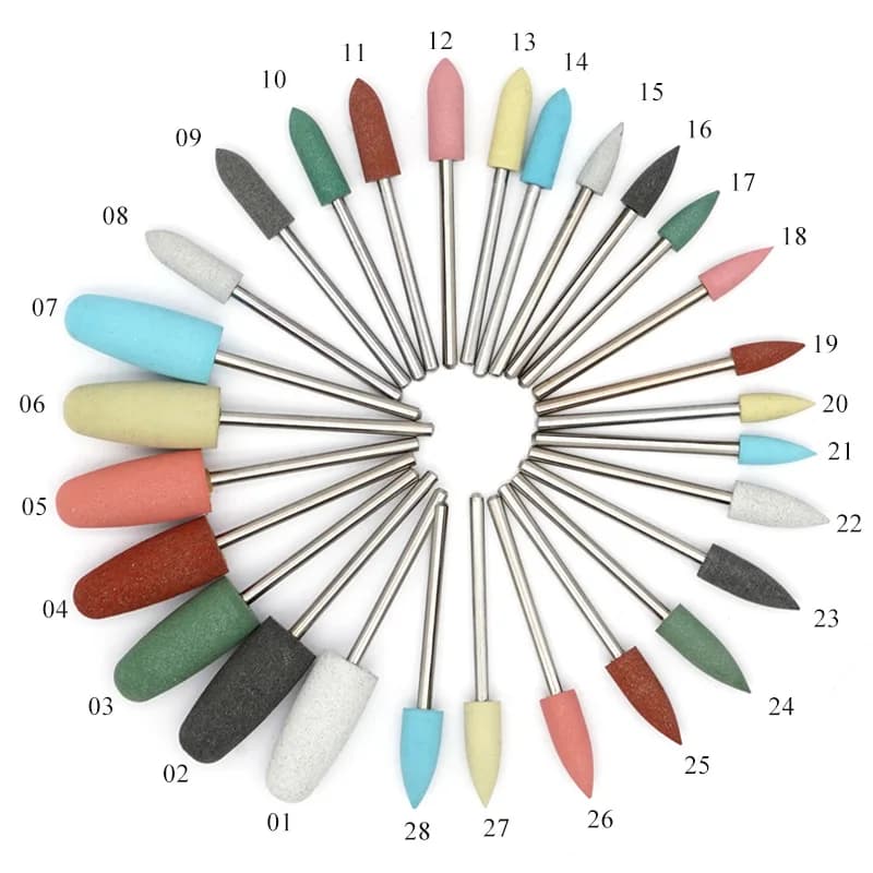 5 pz/set 2.35mm lucidatrici dentali in gomma siliconica frese HP Shank Plishing Drill lucidatura dentale punta per trapano per unghie sbiancamento dei denti