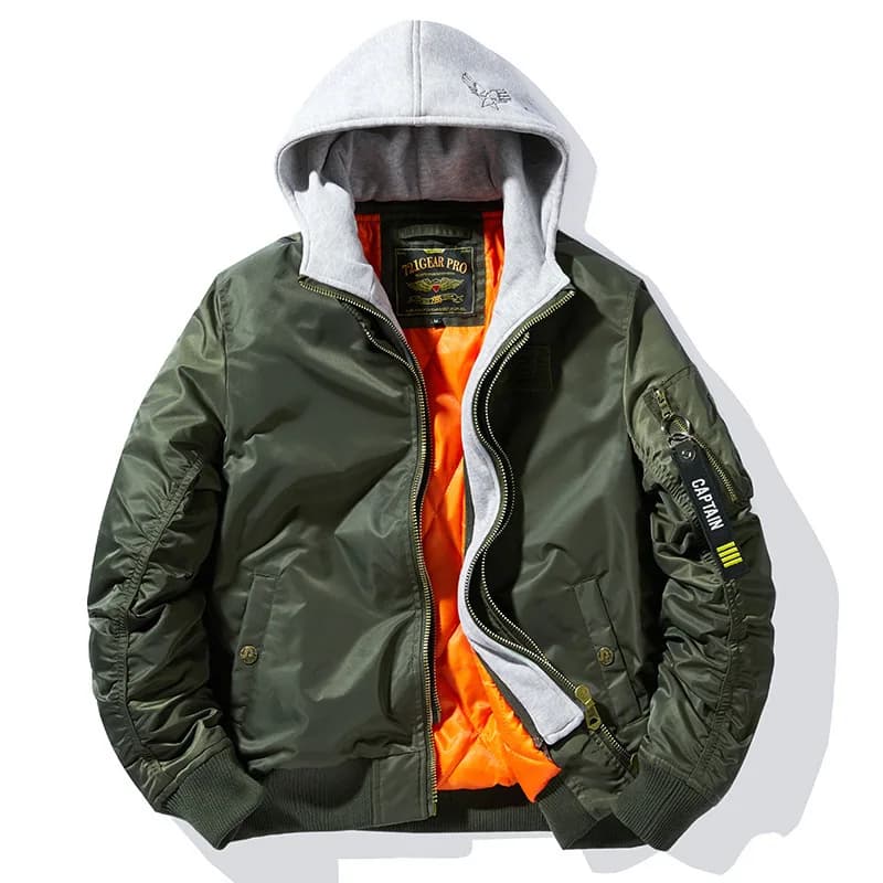 Giacca bomber invernale con cappuccio spesso da uomo Giacca a vento militare multitasche Cappotti aeronautici Maschile Autunno Streetwear Giacche da baseball