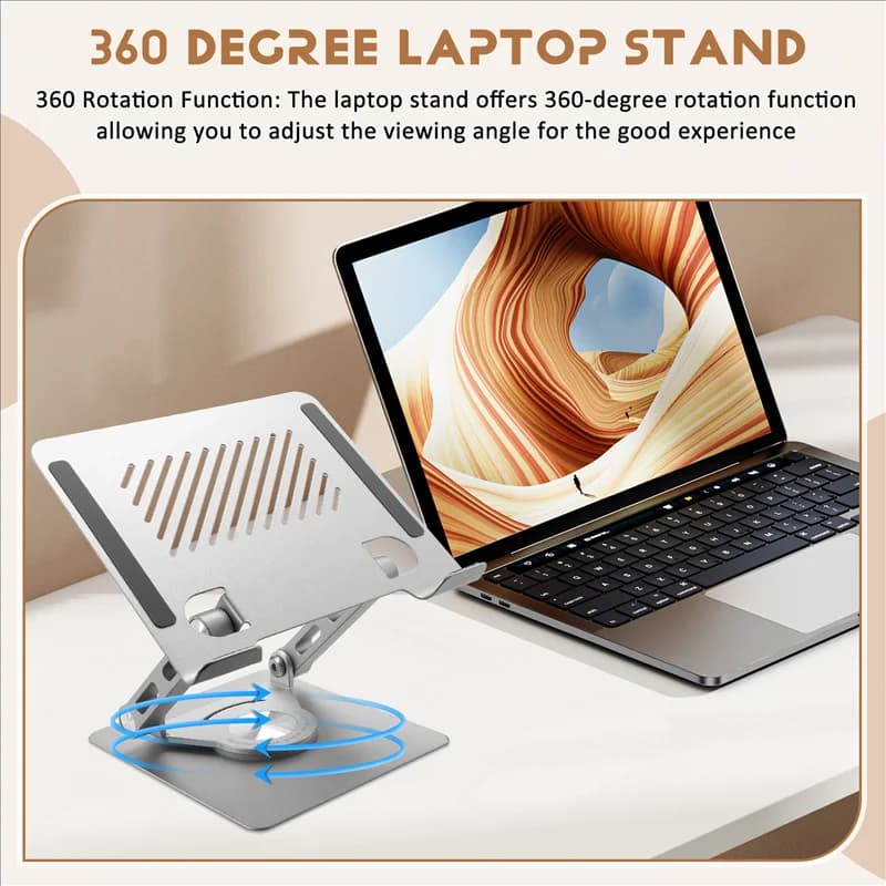 Supporto per laptop girevole a 360 gradi Supporto di sollevamento ergonomico Supporto per tablet Supporto di raffreddamento Supporto da tavolo per tablet ruotabile